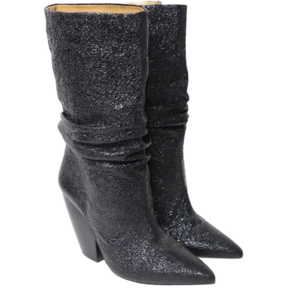 Iro Metallic Elektro Metallic Leather Ankle Boots in Black 36 US 5.5